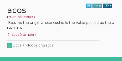 acos Code Examples and CFML Documentation