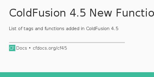 coldfusion-4-5-new-functions-and-tags-cfml-documentation