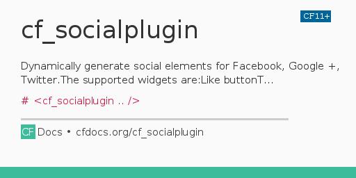 cf_socialplugin Code Examples and CFML Documentation