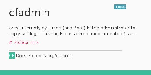 cfadmin Code Examples and CFML Documentation