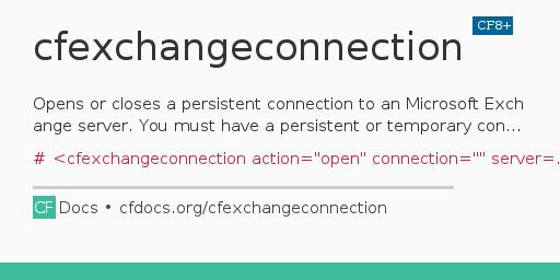 cfexchangeconnection CFML Documentation