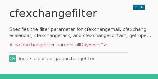 cfexchangefilter CFML Documentation