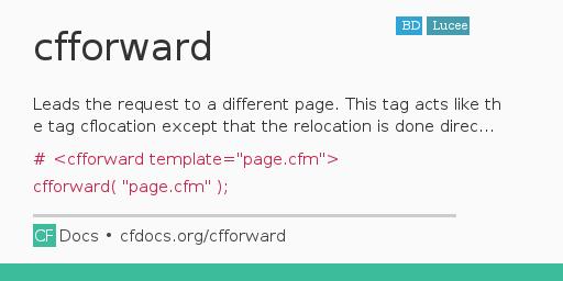 cfforward Code Examples and CFML Documentation