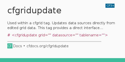 cfgridupdate CFML Documentation