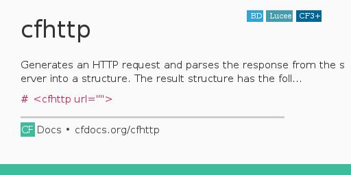cfhttp Code Examples and CFML Documentation