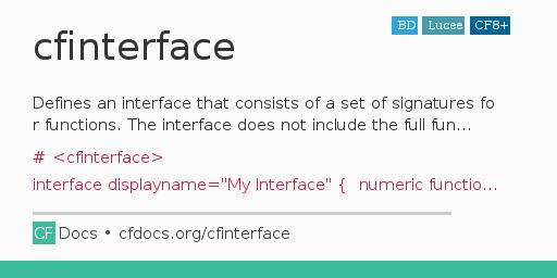 cfinterface Code Examples and CFML Documentation