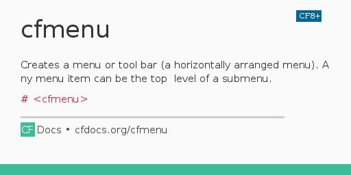 cfmenu Code Examples and CFML Documentation