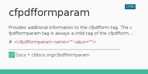 cfpdfformparam CFML Documentation