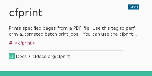 cfprint CFML Documentation