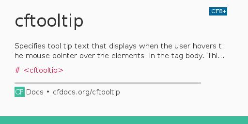 cftooltip CFML Documentation