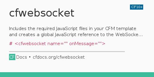 cfwebsocket Code Examples and CFML Documentation
