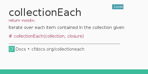 collectionEach Code Examples and CFML Documentation