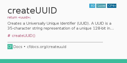 createUUID Code Examples and CFML Documentation