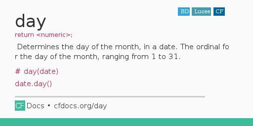 day Code Examples and CFML Documentation
