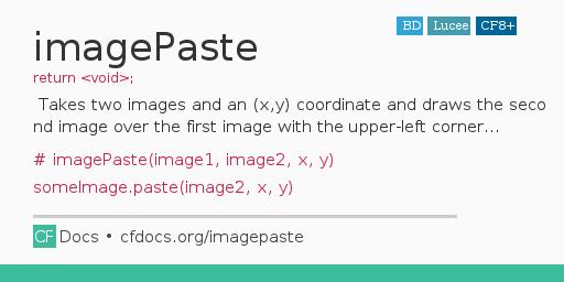 imagePaste Code Examples and CFML Documentation