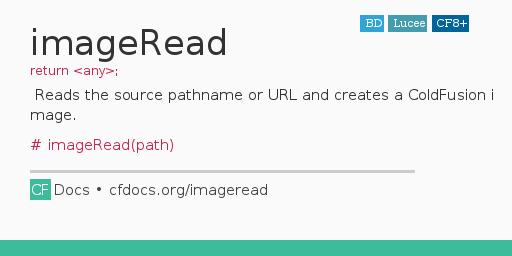imageRead Code Examples and CFML Documentation