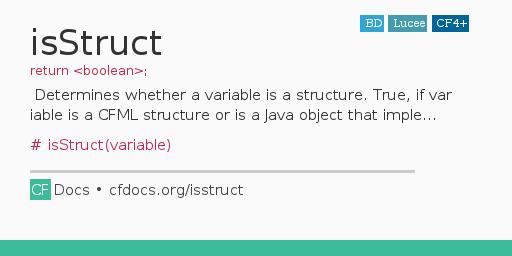 isStruct Code Examples and CFML Documentation