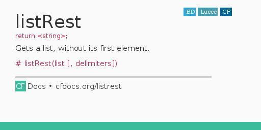 listRest Code Examples and CFML Documentation