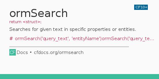ormSearch Code Examples and CFML Documentation