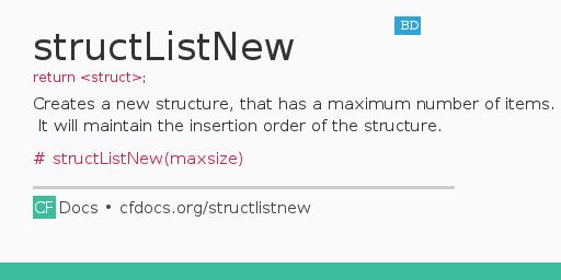 structListNew Code Examples and CFML Documentation